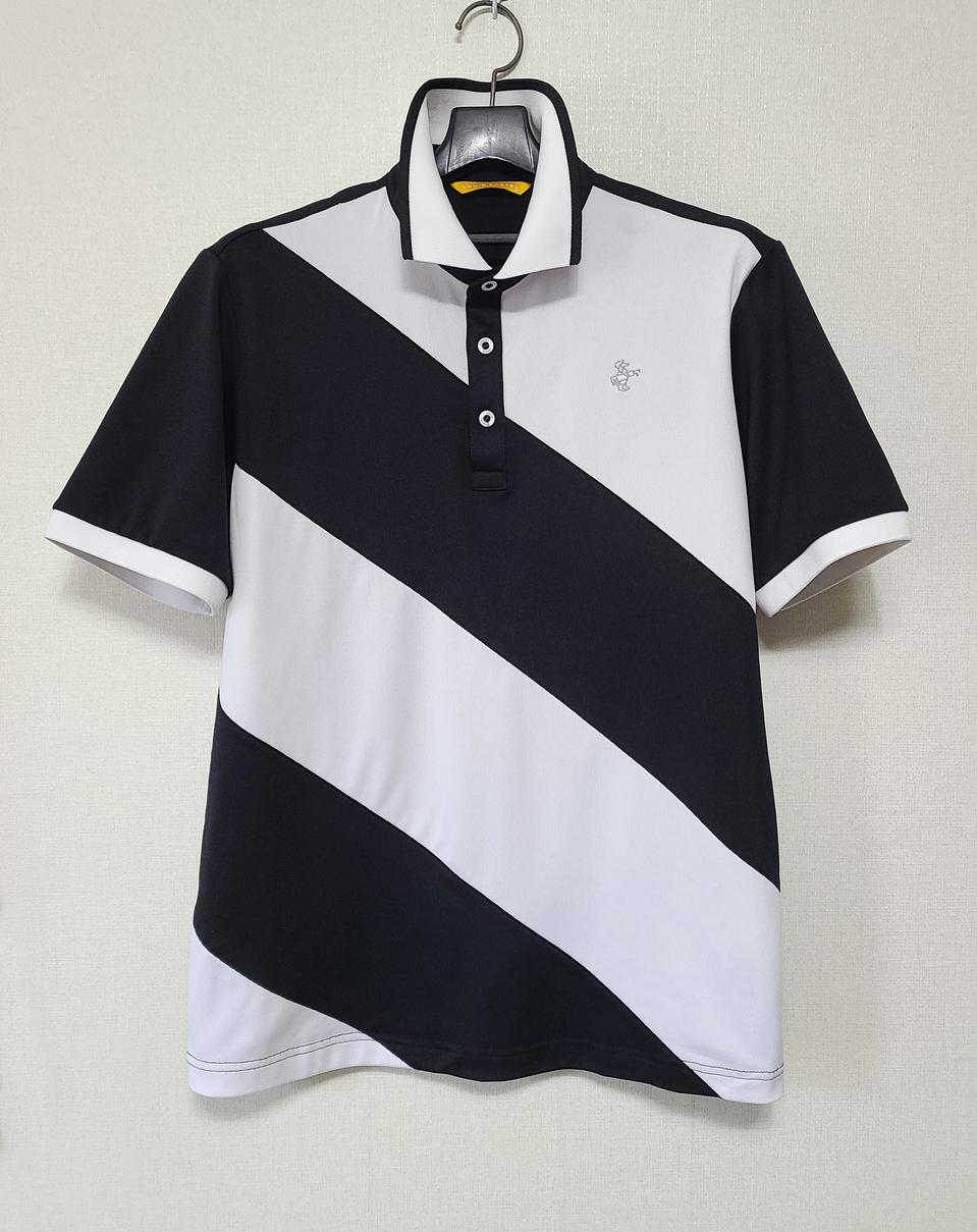 (남성) 루이까스텔 골프 블랙 앤 화이트 카라티