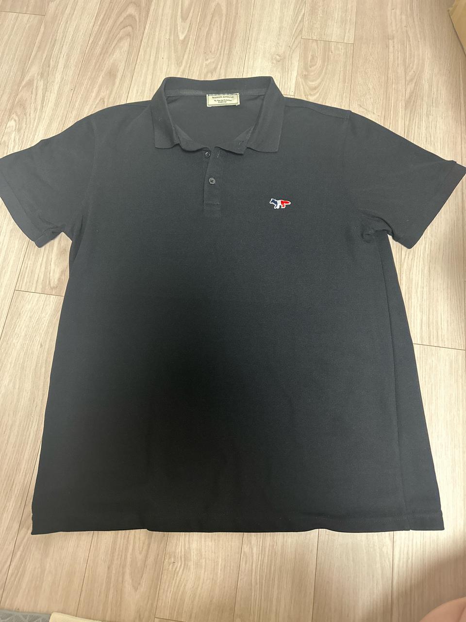 메종키츠네 블랙 폴로셔츠