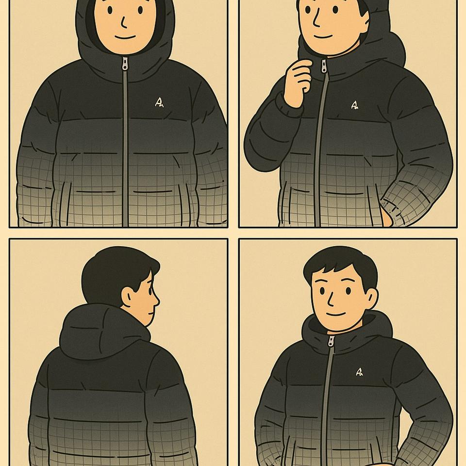 나이키 ACG 구스다운 후디 패딩 블랙&그레이 L (실측 66/52)