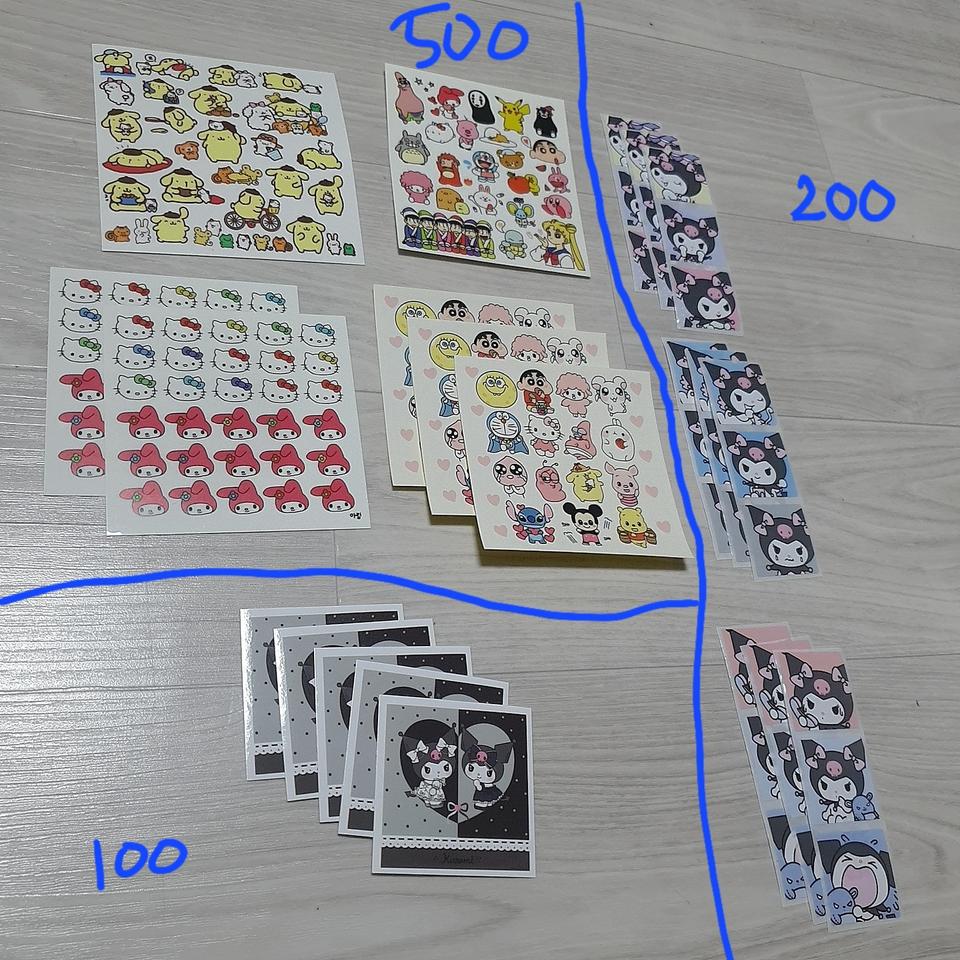 산리오 인스 스티커 롤스티커 키티 폼폼푸린 쿠로미 마이멜로디