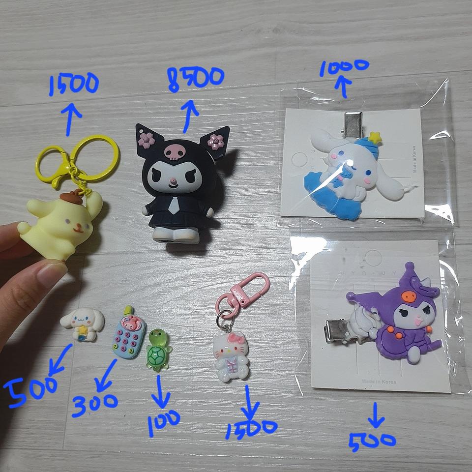 산리오 키링 머리핀 파츠 쿠로미 폼폼푸린 헬로키티 마이멜로디 거북이