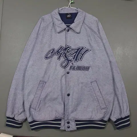 105 (XL) 마자 플라바 그래피티 실버 그레이 데님 바시티 자켓