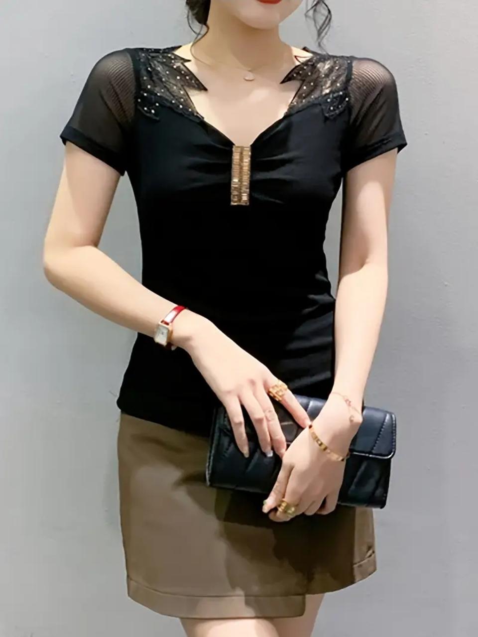 댄스복 블랙 시스루 반팔  새상품 66