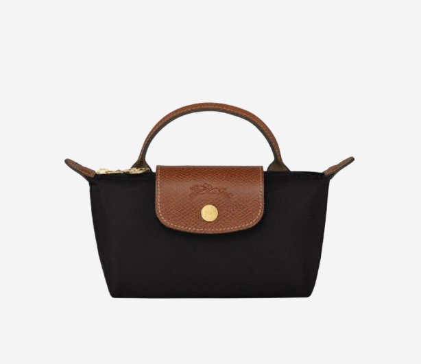 롱샴 르 플리아쥬 오리지널 핸들 파우치 블랙