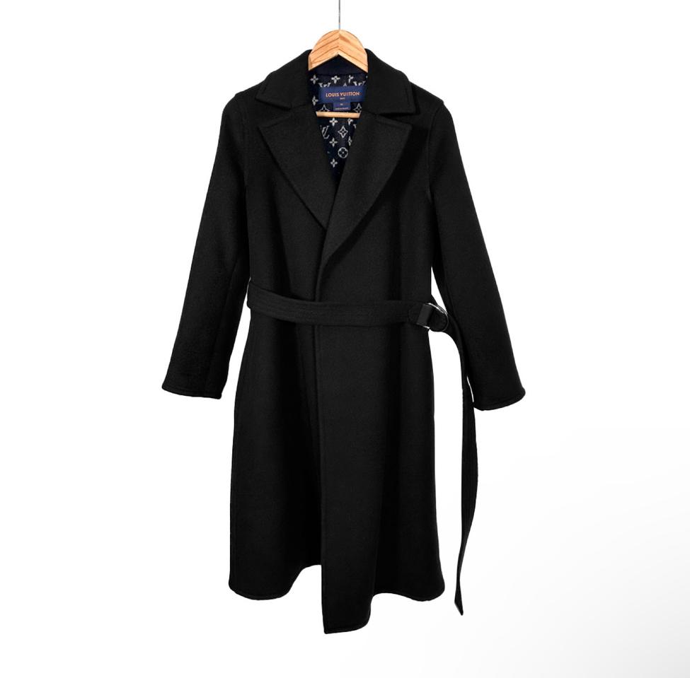 [36] LV 루이비통 여성 모노그램 울 더블 랩 코트 블랙 1A4PEU