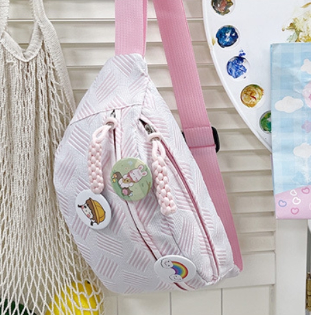 핑크 러블리 키치 뱃지 슬링백 크로스백 미니 힙색