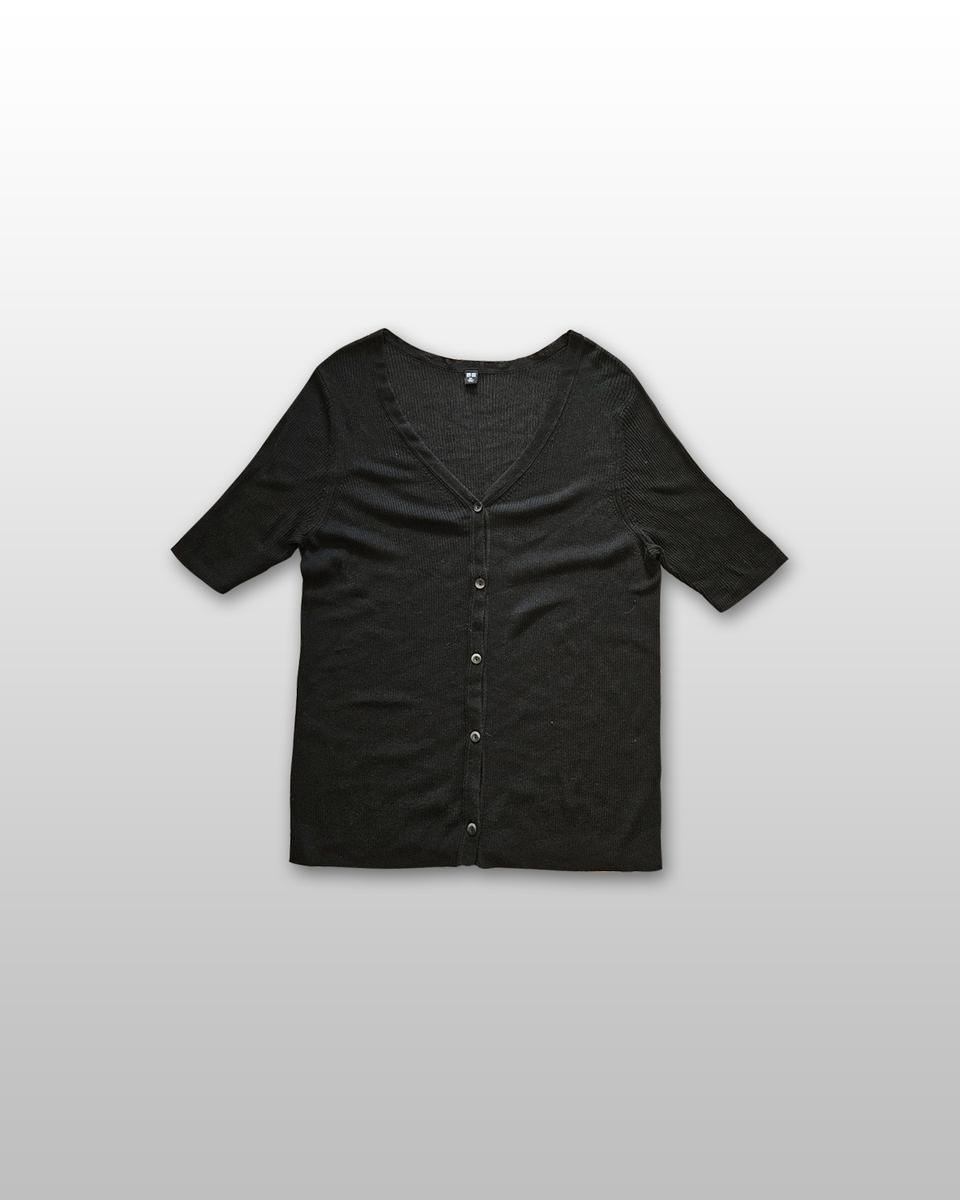 유니클로 UV넥 3XL 골지 블랙 하프 가디건