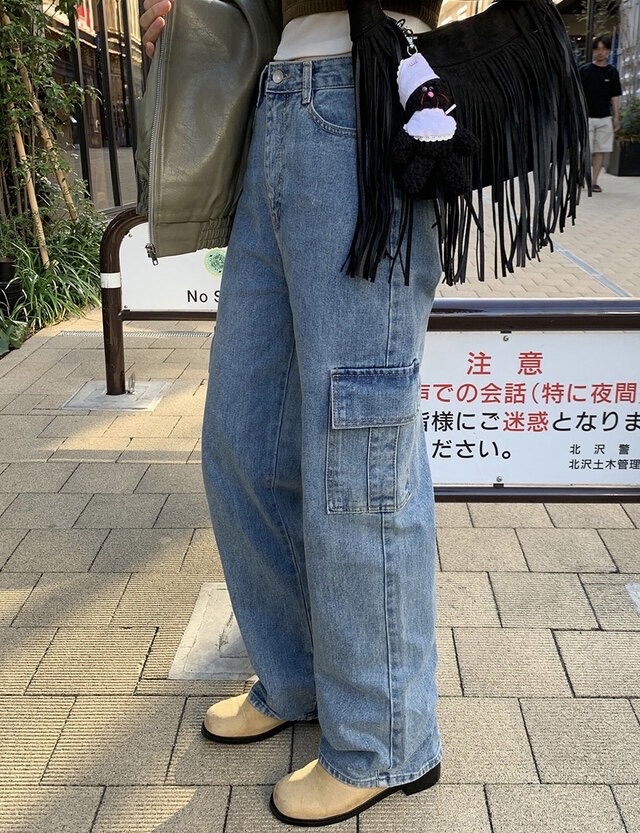 트렌디어패럴 카고와이드데님m 새상품