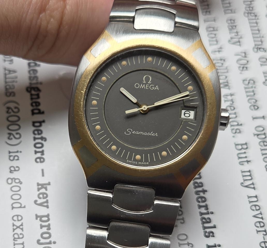 빈티지 오메가 씨마스터 폴라리스 18k콤비 흑판(그레이) 브레이슬릿 ve