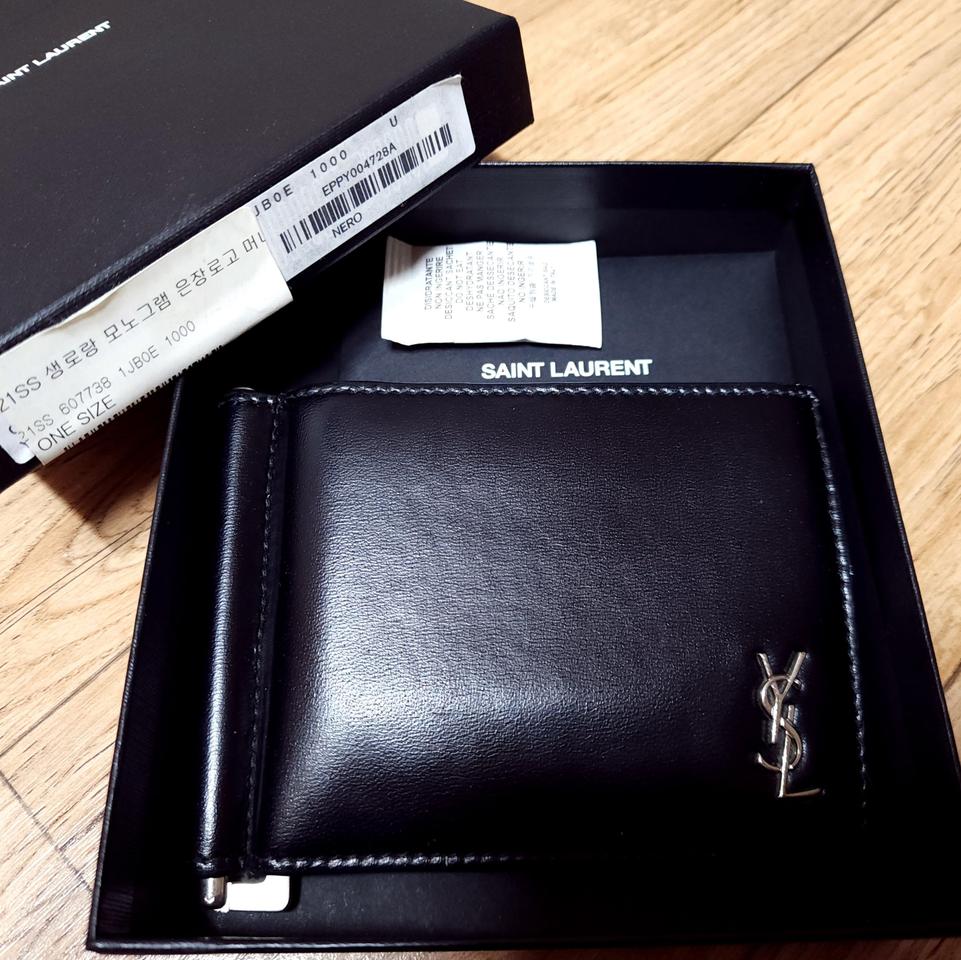 21SS 생로랑 모노그램 은장로고 머니클립