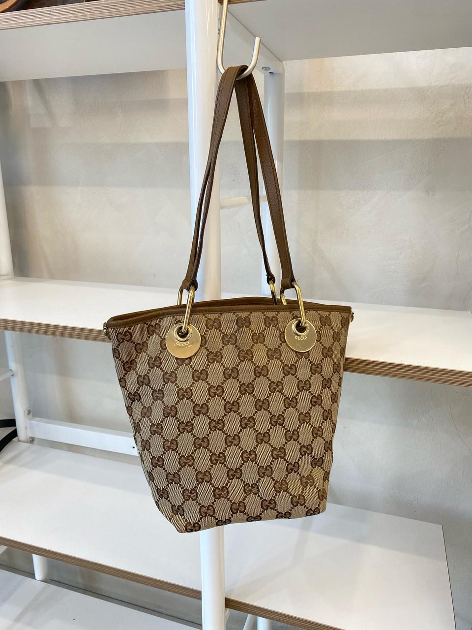 구찌 캔버스 메탈릭 핸들 토트백