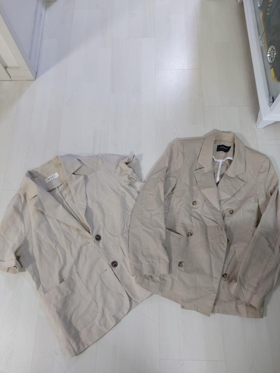 BEST 베이지 린넨 반팔긴팔더블 자켓