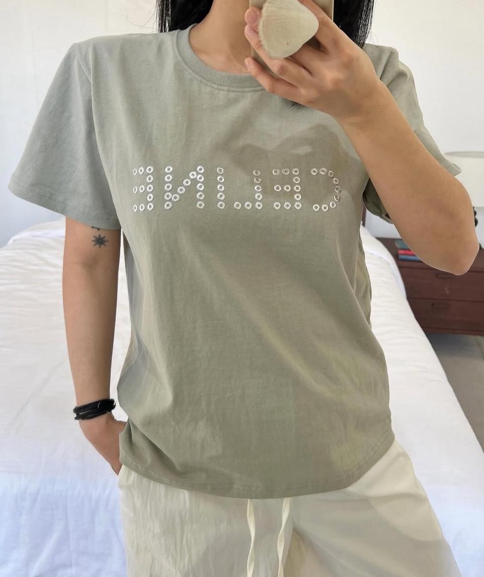 셀린느 면 반팔 여자 기본 티