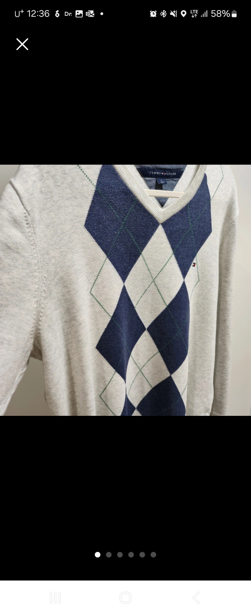 [M] 타미힐피거 코튼 아가일 니트