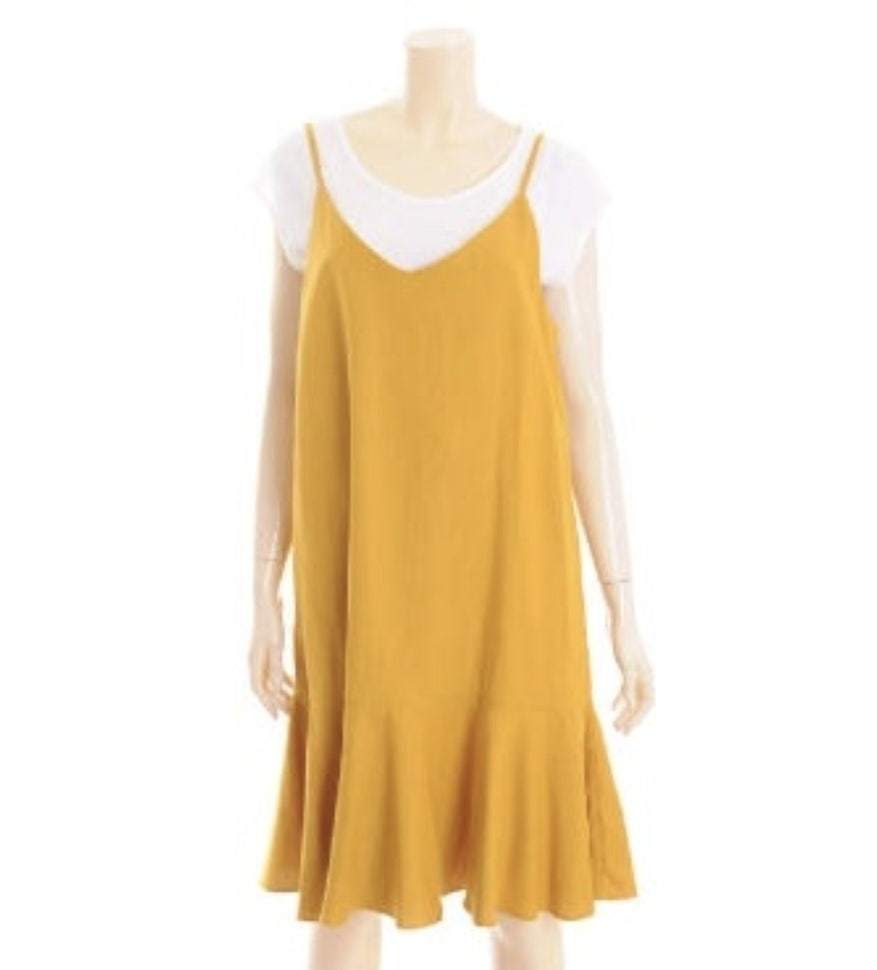 새상품) 플라스틱 아일랜드 뷔스티에 프릴 원피스 레이어드 나시