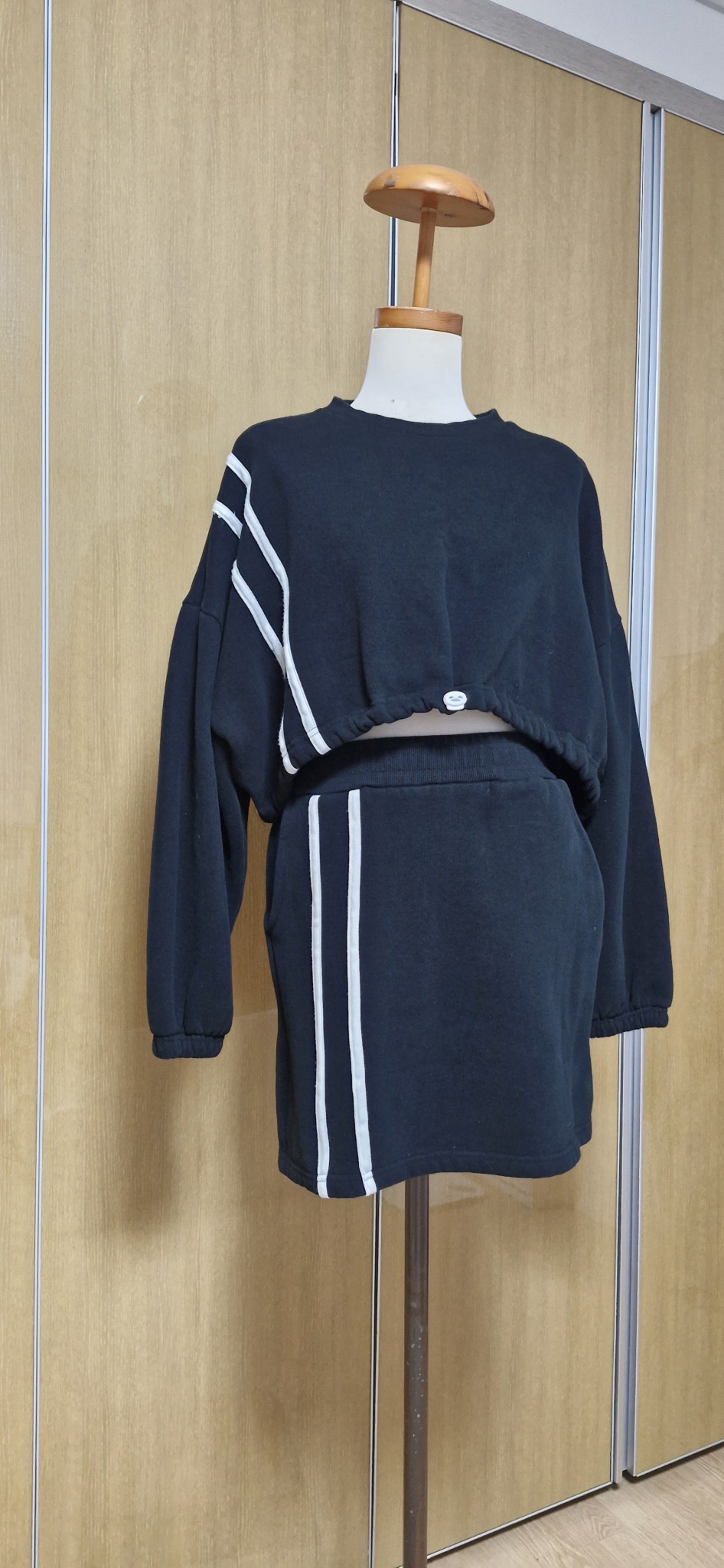 여성 스포티 스타일 기모 투피스세트 M