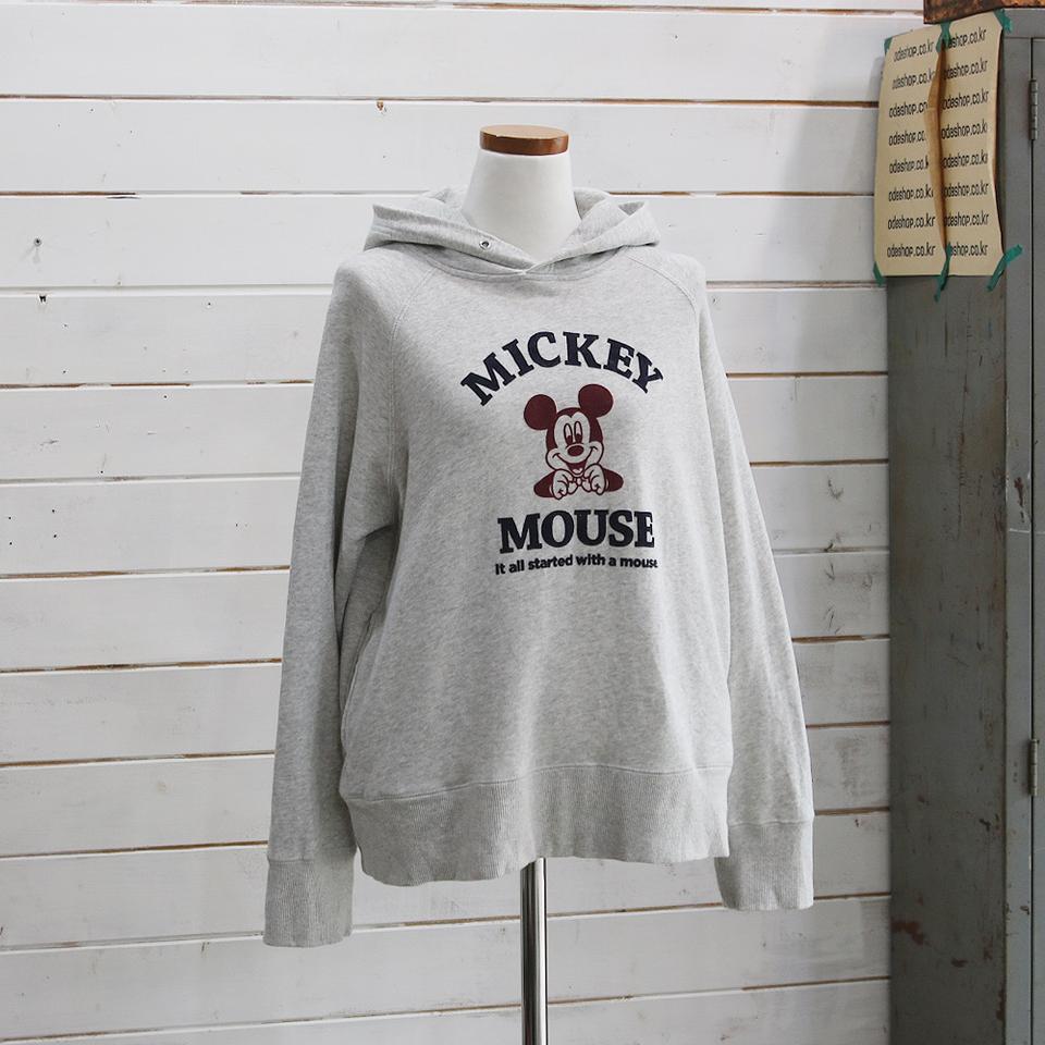 (착용컷) 디즈니 미키마우스 스웻 후드 티셔츠 (여성용 L)