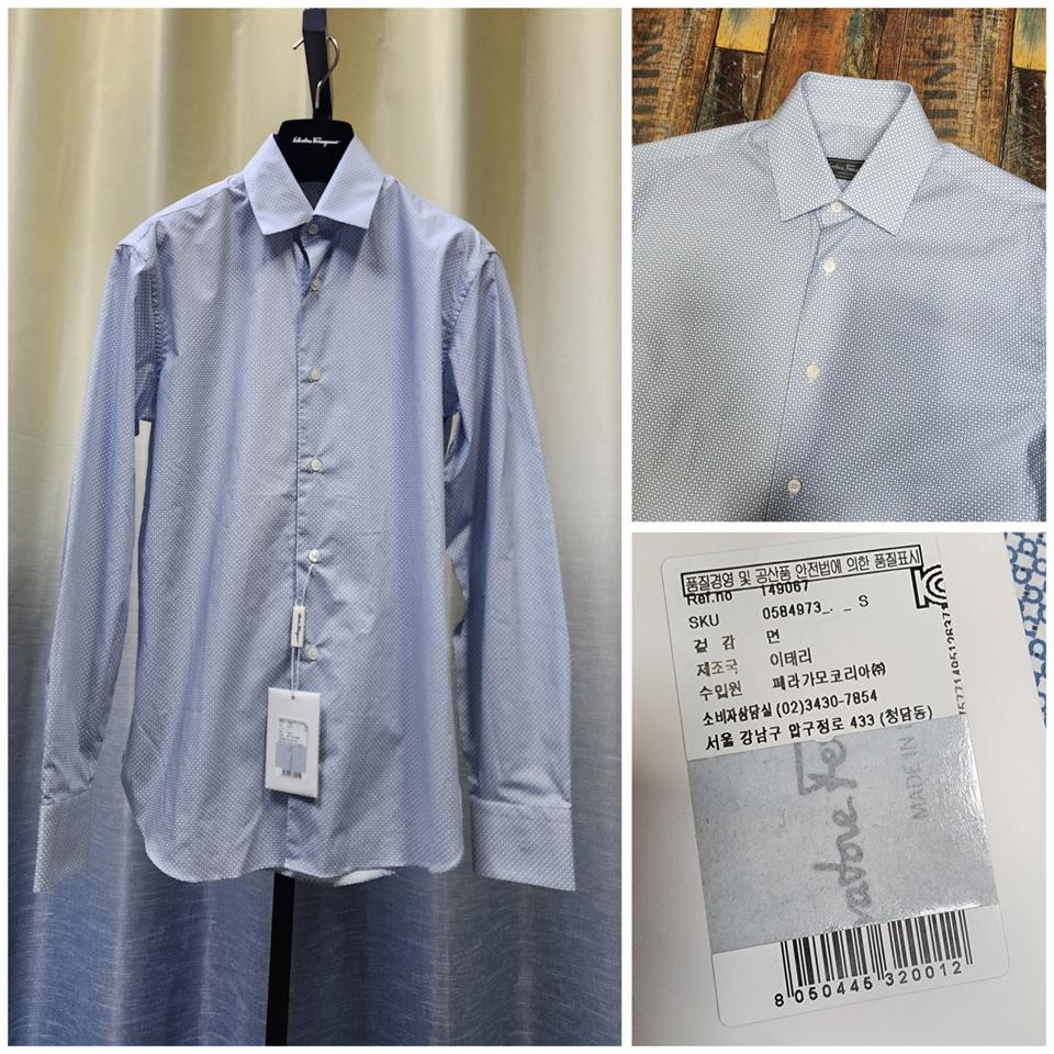 (정품/새상품) 페라가모 블루 간치니 셔츠 / S (95~98)
