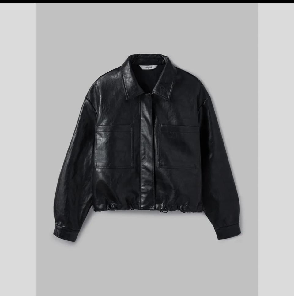 에잇세컨즈 블랙 레더 자켓 M (오버핏) 77