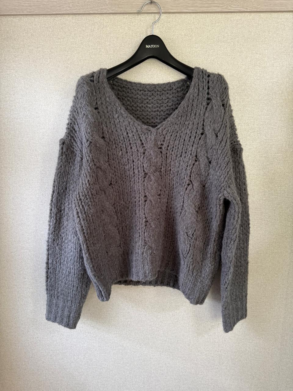 꽈배기 니트 차콜