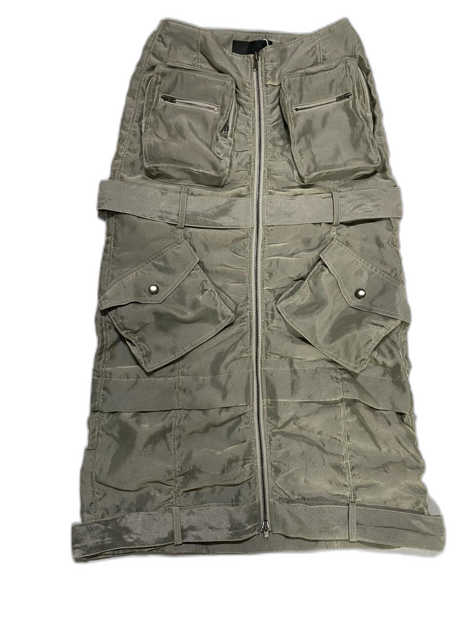 스타일난다 멀티입체포켓 집업롱스커트 연카키 S