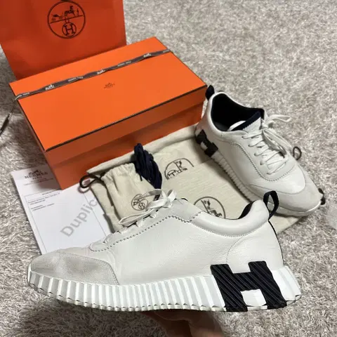 {44size}에르메스 바운싱 블랑 스웨이드 스니커즈