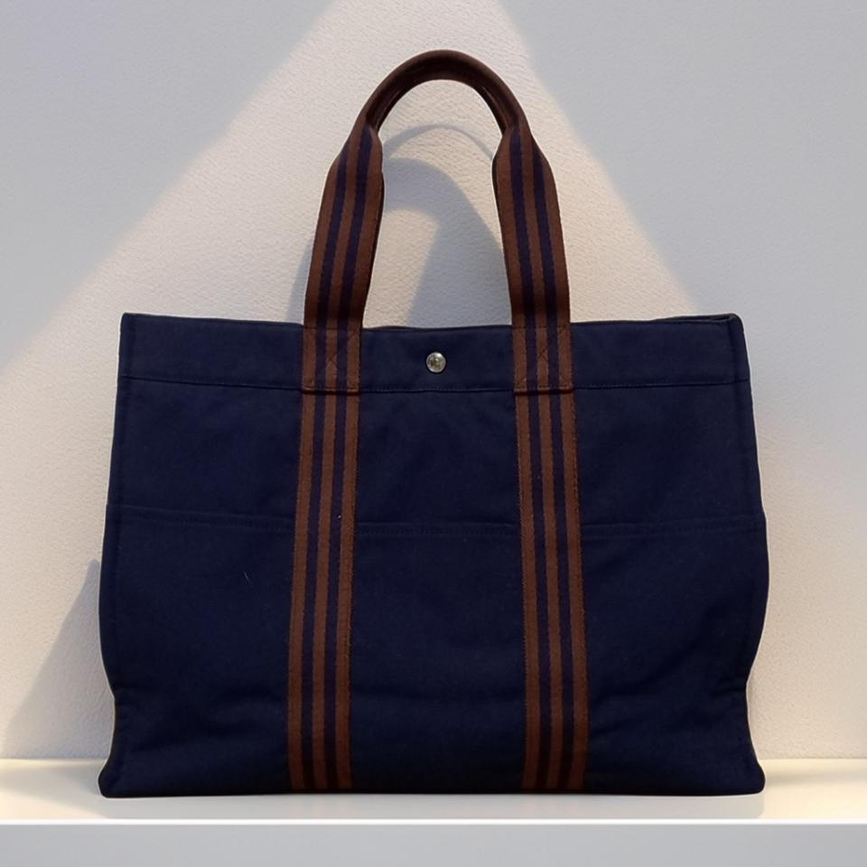 [에르메스 정품] 후루토 토트백 GM 네이비x브라운 스트랩 