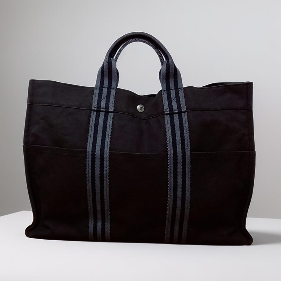 정품 에르메스 후루토 GM 토트백 다크 브라운 그레이 스트랩 (버클수선)