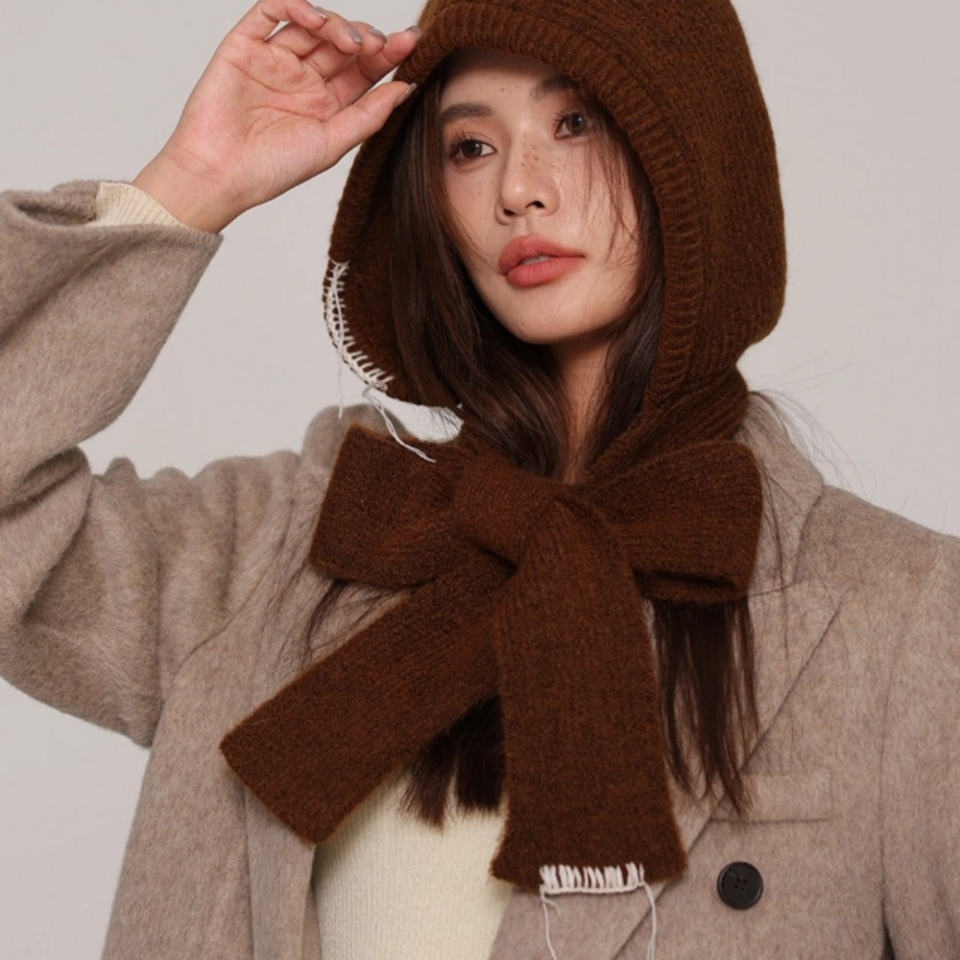 [새상품] 바라클라바 울혼방 머플러 여자 니트 모자 단품