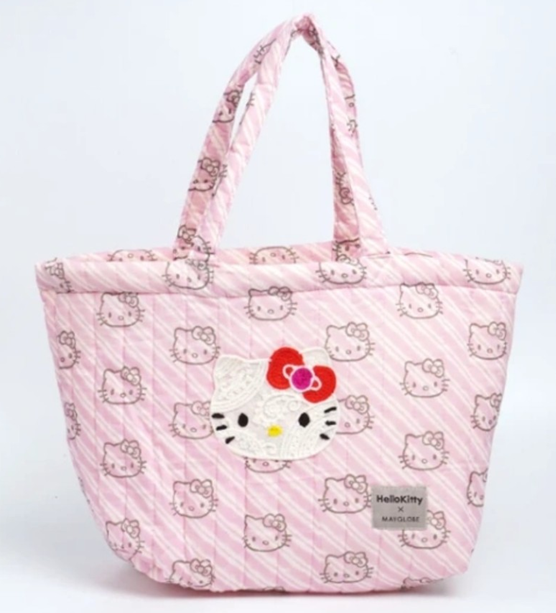 [새상품] 일본 정품 헬로 키티 블록 프린트 선형 토트백 새제품