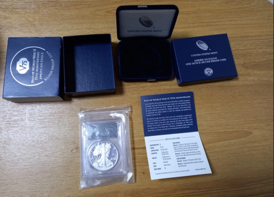 [새상품] 제2차 세계대전 종전 75주년 기념주화 은화 아메리칸이글