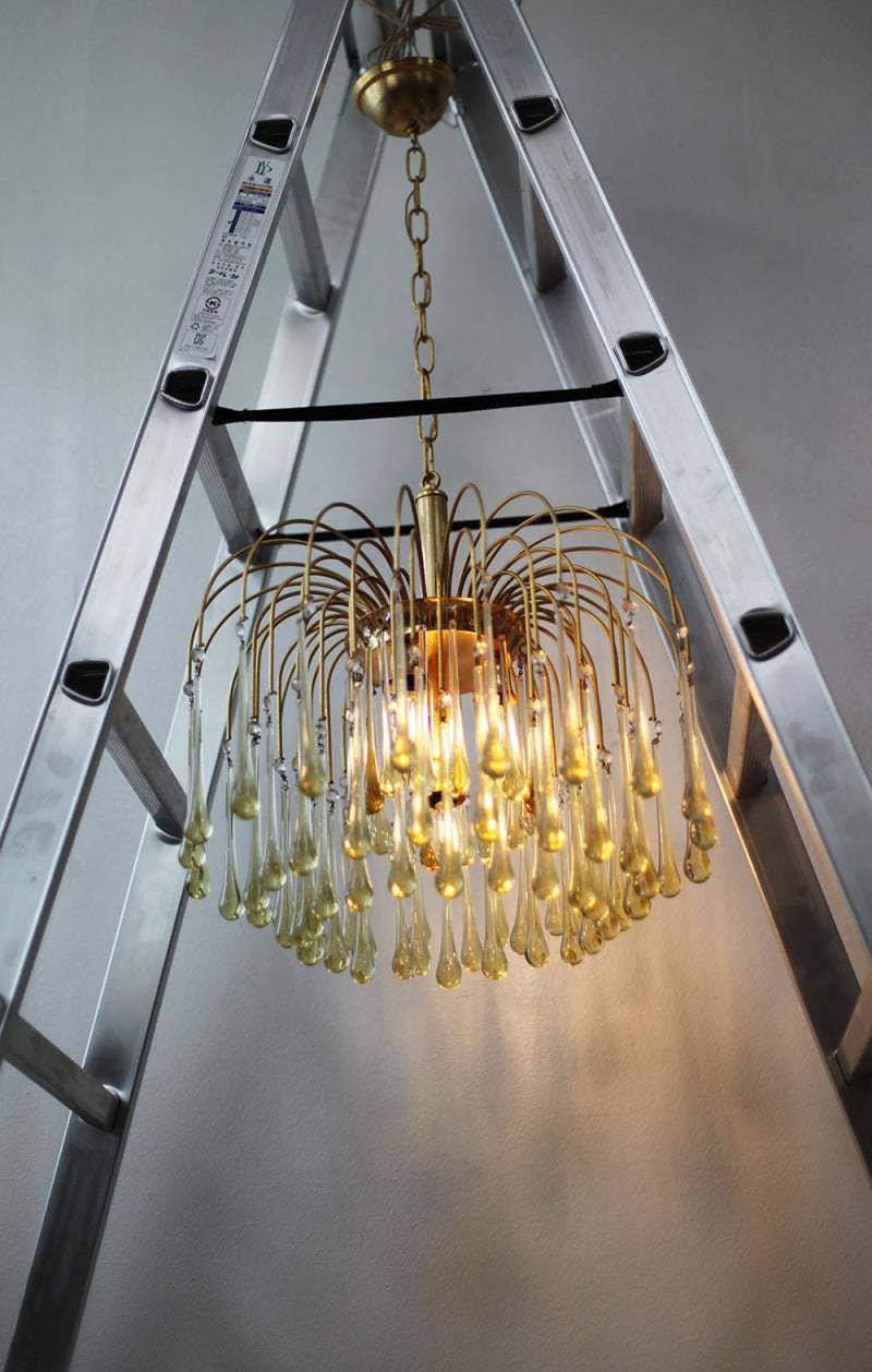 앤틱 샹들리에 프랑스 대형 샴페인 드랍과 브론즈 4구 샹들리에