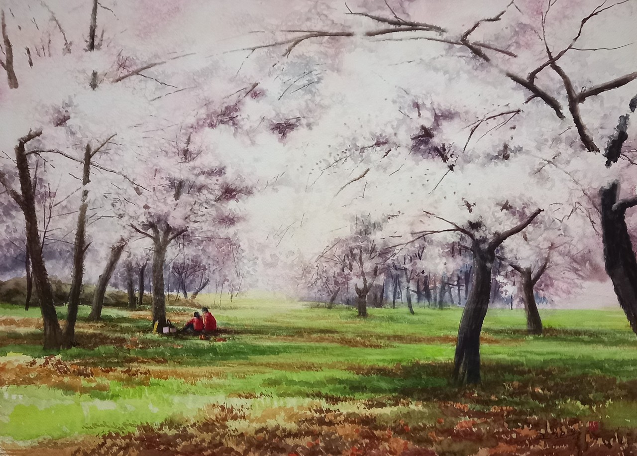 고찬용 화백-봄나들이 (20호)/전시출품작/보증서 동봉