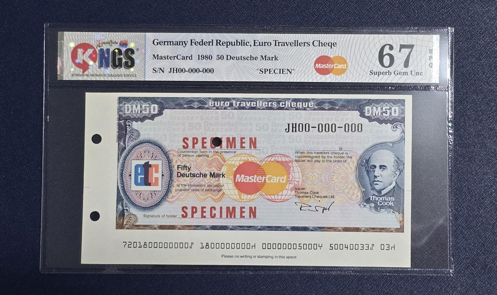 (옛날돈) 독일 유로 여행자수표 50마르크, specimen 견본권