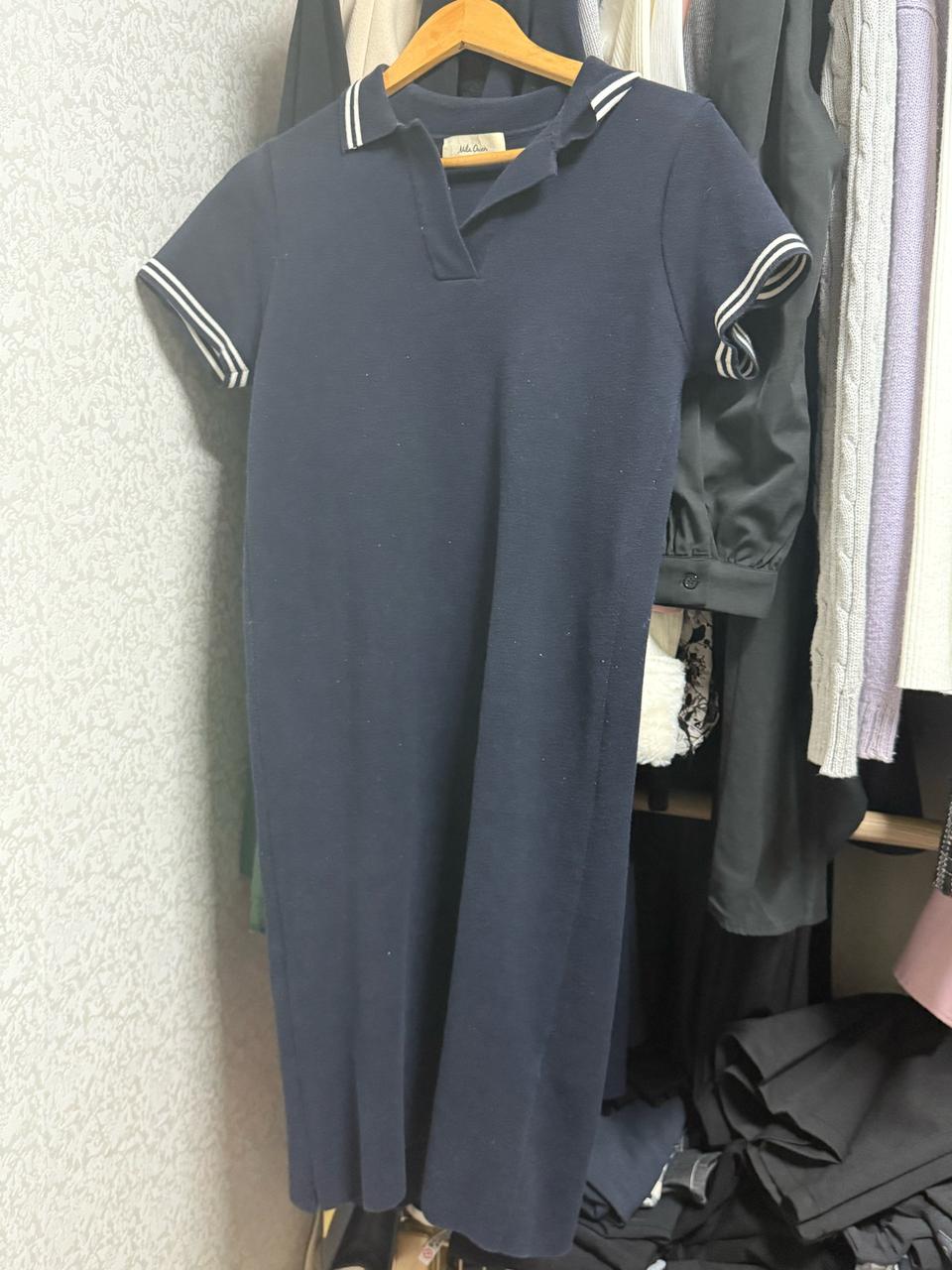 네이비 미디 원피스