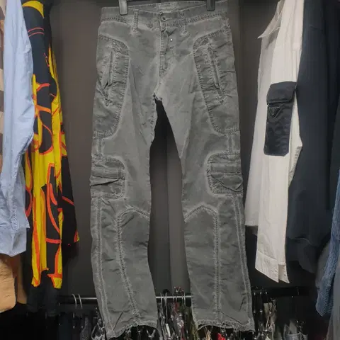 디젤 텍스처 블록 패널 워시드 팬츠