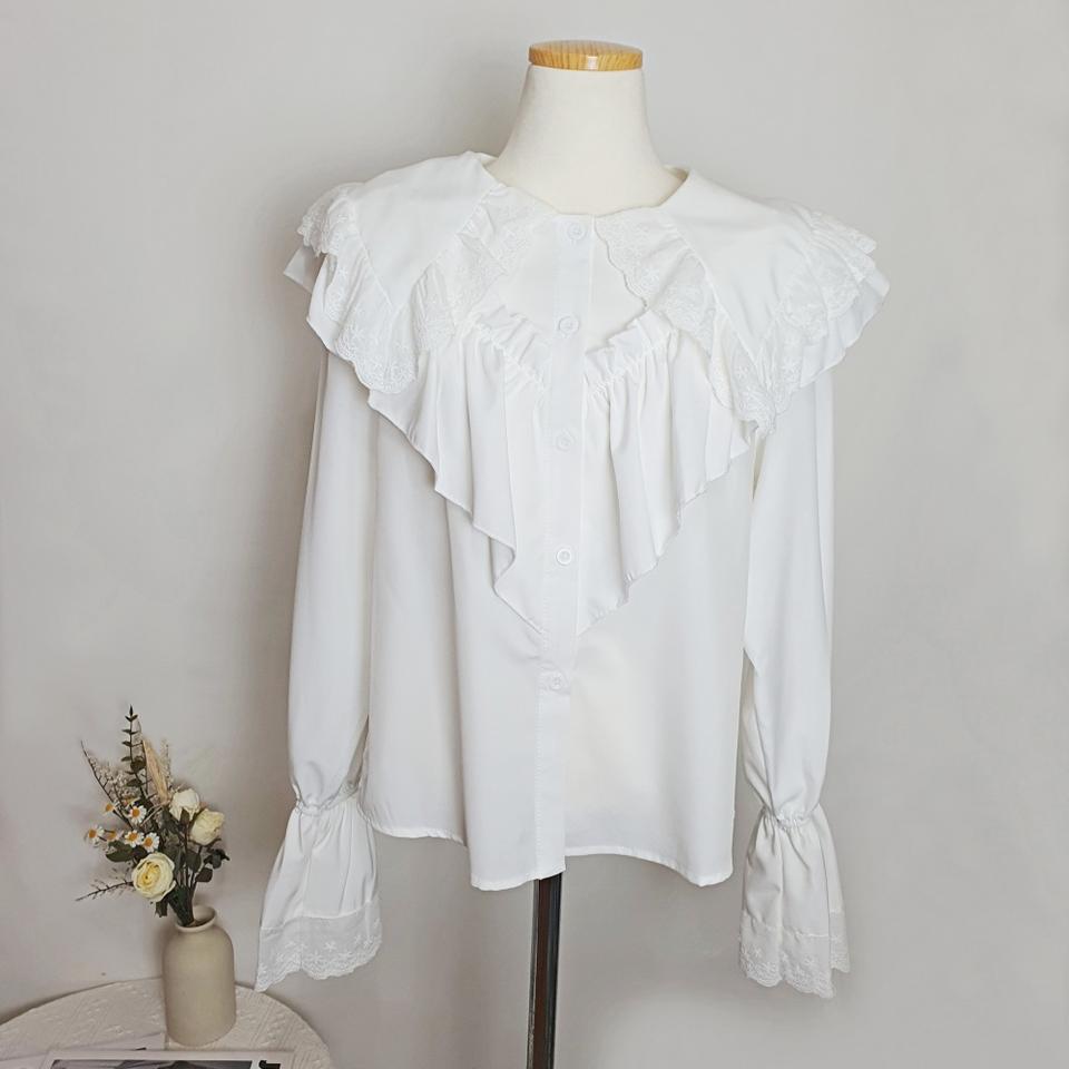 프릴 빅카라 블라우스