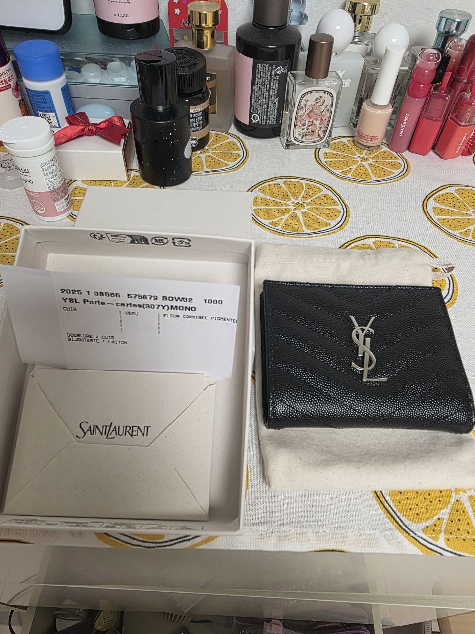 생로랑 모노그램 2단지갑 블랙은장