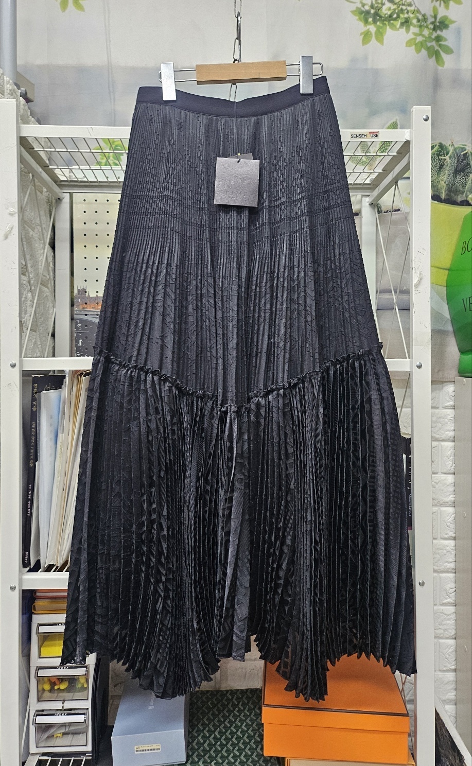 타임 여성치마 주름 롱스커트 봄~여름 플리츠 플레어 스커트 WK72