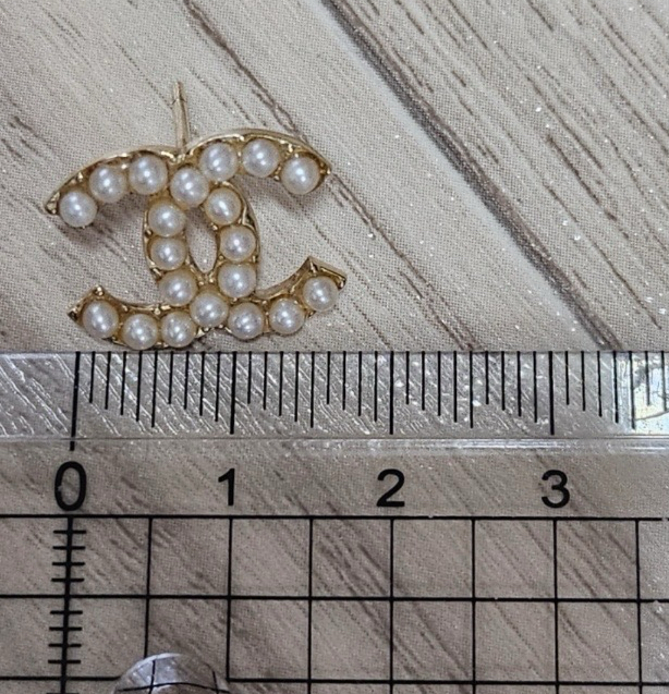 14k 샤넬로고 진주 귀걸이