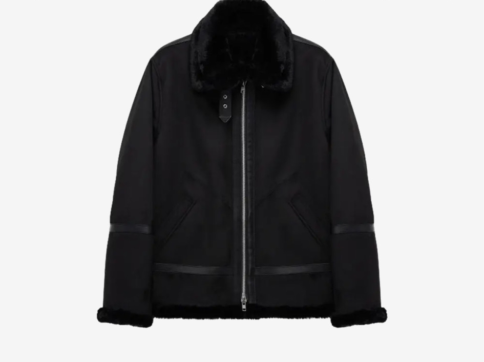 도프제이슨 솔리드 스웨이드 무톤 재킷 블랙