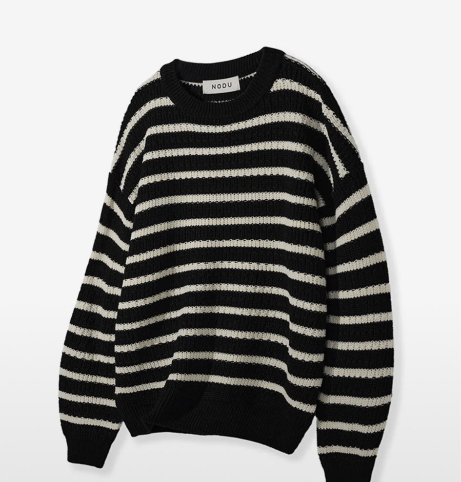 노드유 나폴리 스트라이프 니트 블랙