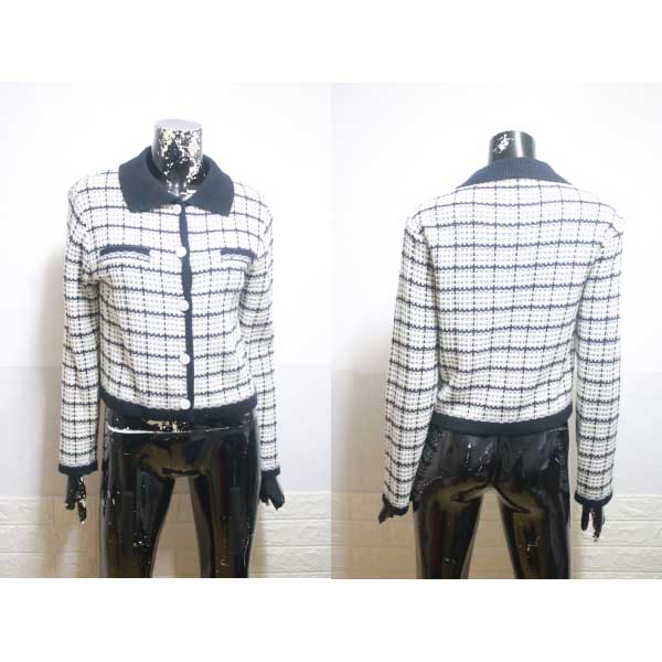 (55) 로엠 블랙 화이트 니트 숏자켓 (사이즈 55)