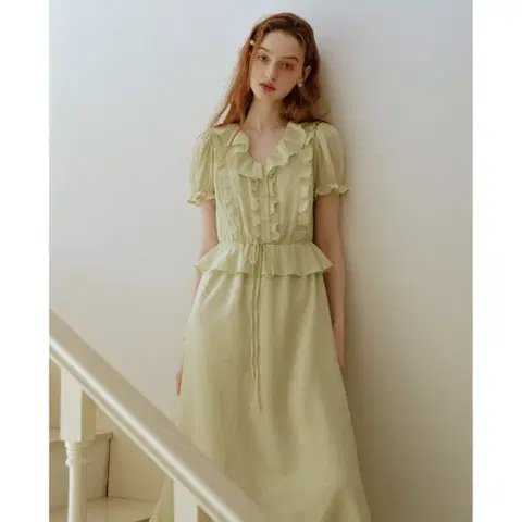 쎄무아듀 포레스트 페어리 러플 롱원피스 드레스 하객룩 정가 19.8