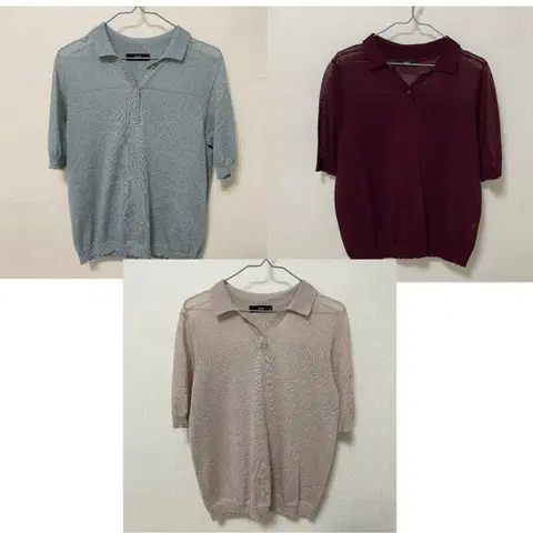 엣지 여성 반팔 니트 티셔츠 3종 세트