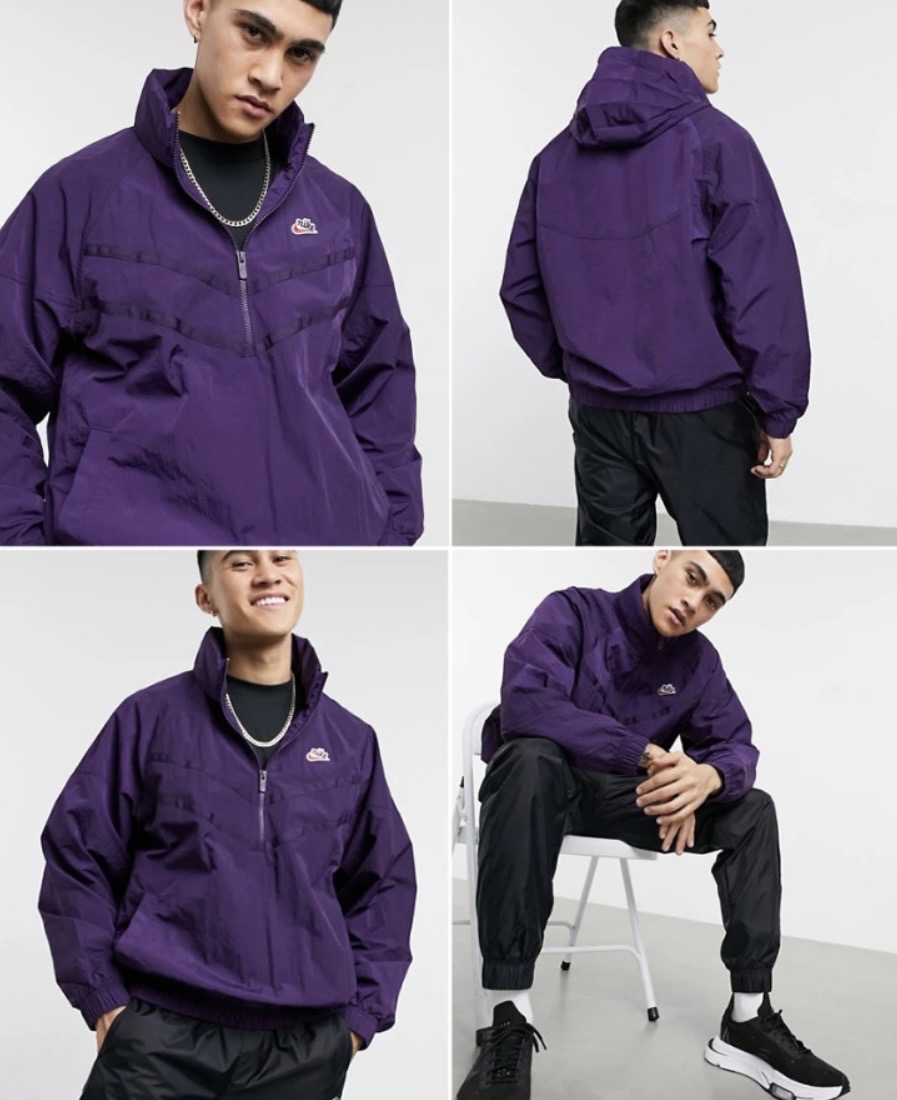 새제품 나이키 우븐 아노락 루즈핏 큰 s 퍼플 바람막이