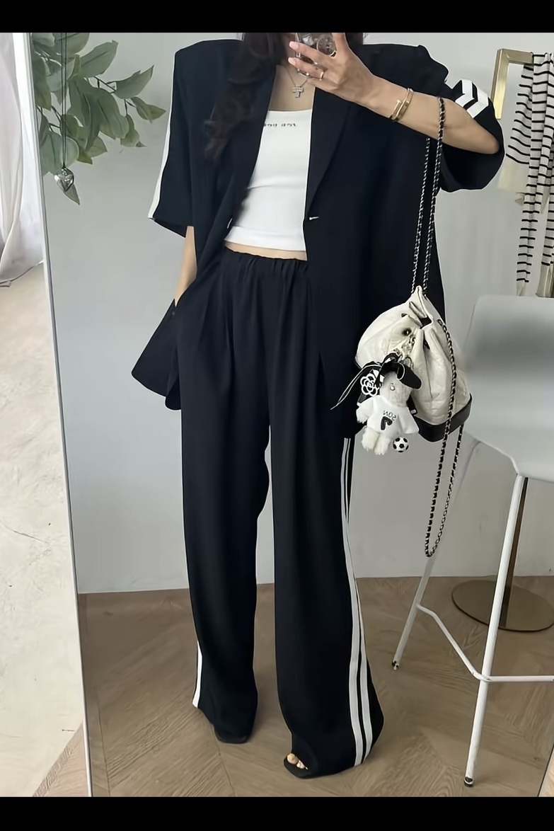 미상품) 블랙 반팔자켓세트