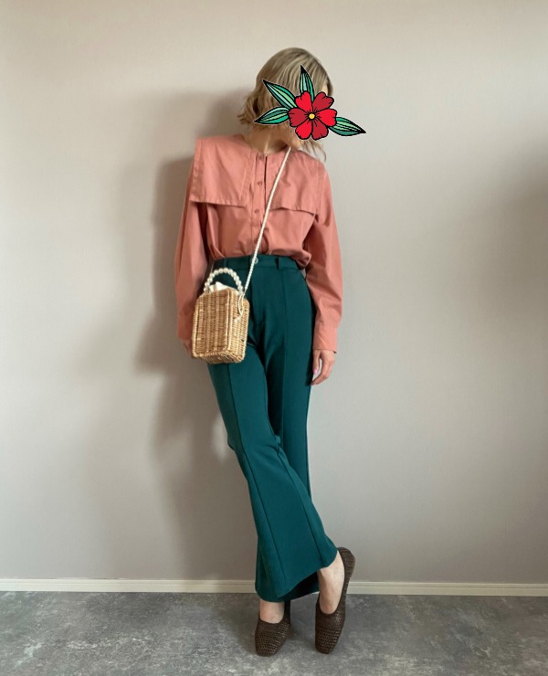 GU 청록그린 하이웨스트 부츠컷 슬랙스 팬츠