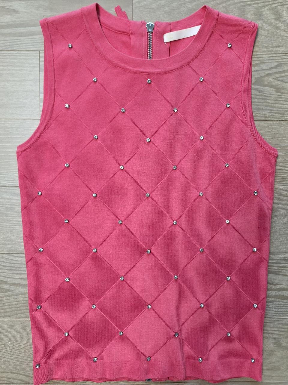 제시뉴욕 뒷지퍼 다이아패턴 민소매 니트