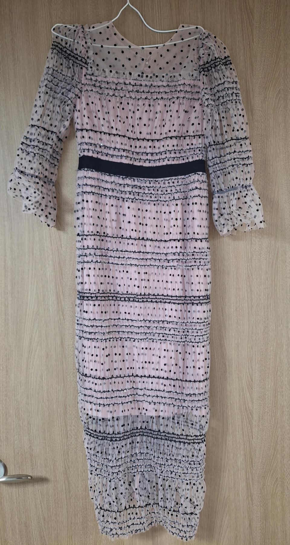 샤틴 에스블랑 시스루 도트 원피스 85사이즈